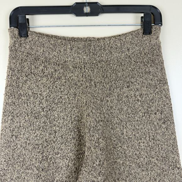 Zara Women’s Pants S Wide-Leg Brown Mixed Thick Knit Elastic Waist - Picture 4 of 14